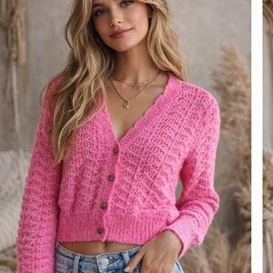 Lush Barbie pink Textured cardigan